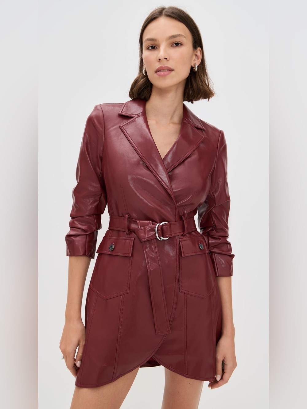 Cinq `a Sept Women's Vegan Leather Jenessa Dress, Wineberry, size 12
